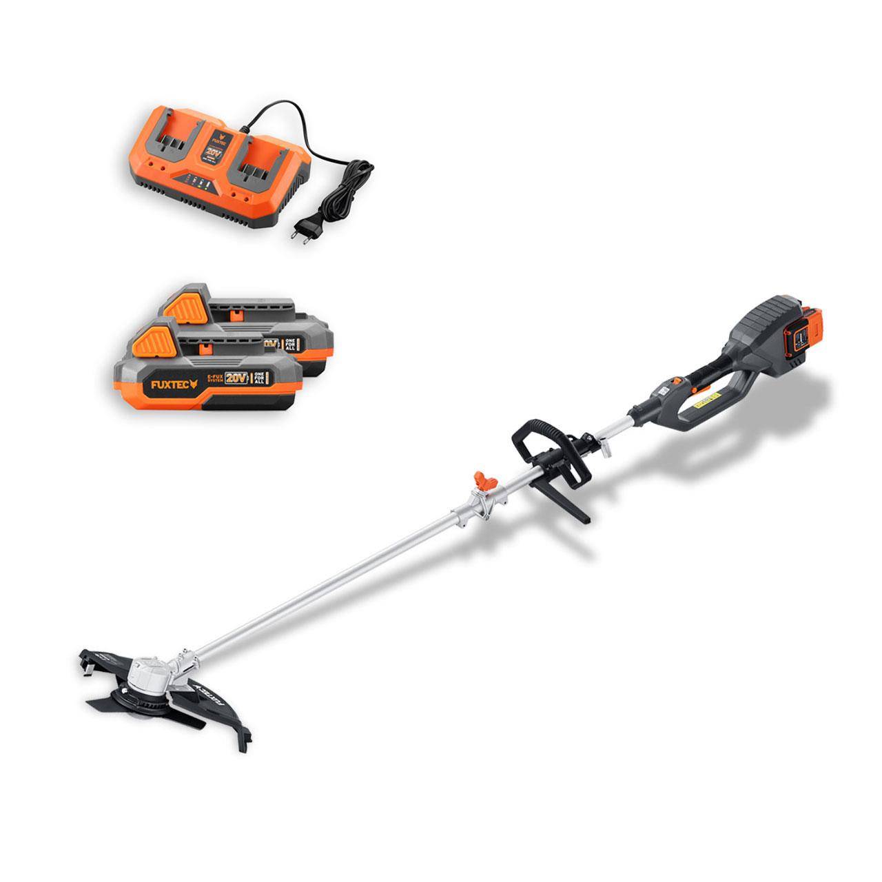 FUXTEC - Débroussailleuse sans fil FUXTEC FX-E2MS 2 batteries 20V 2Ah double chargeur 2,4A inclus Fil et lame Largeur 25,5 35cm - Image 1