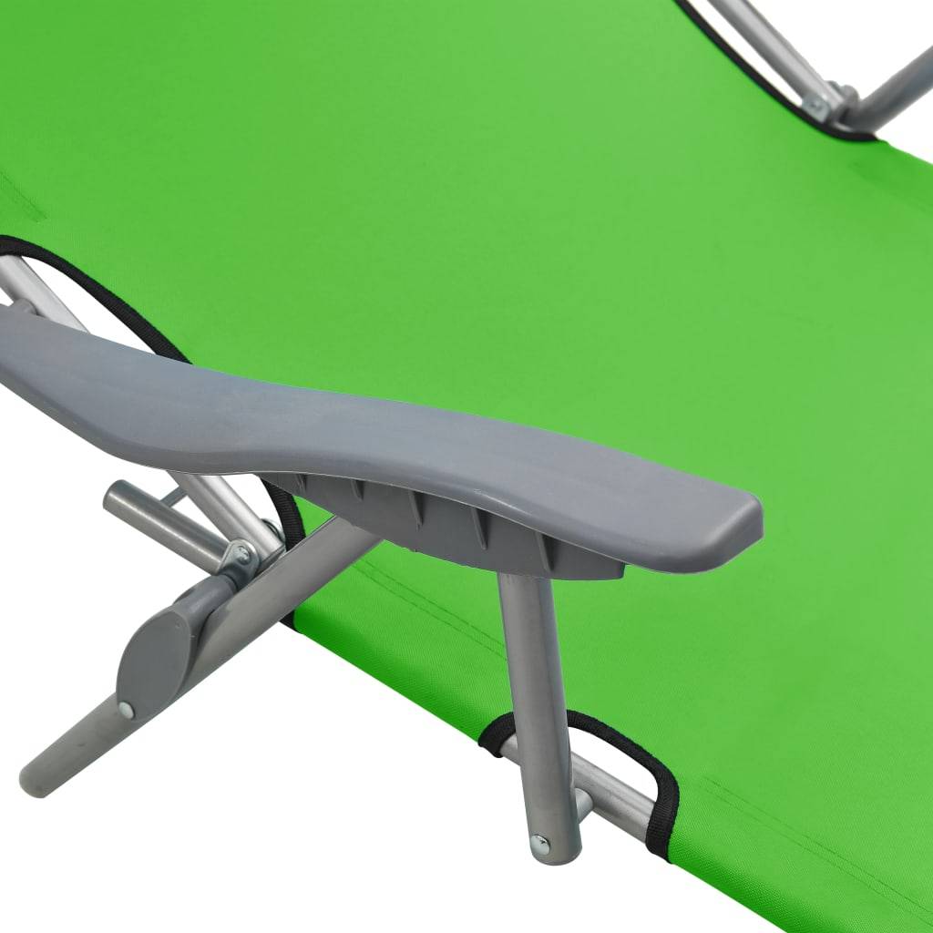 Helloshop26 - Transat chaise longue bain de soleil lit de jardin terrasse meuble d'extérieur 188 cm avec auvent acier vert - Image 5