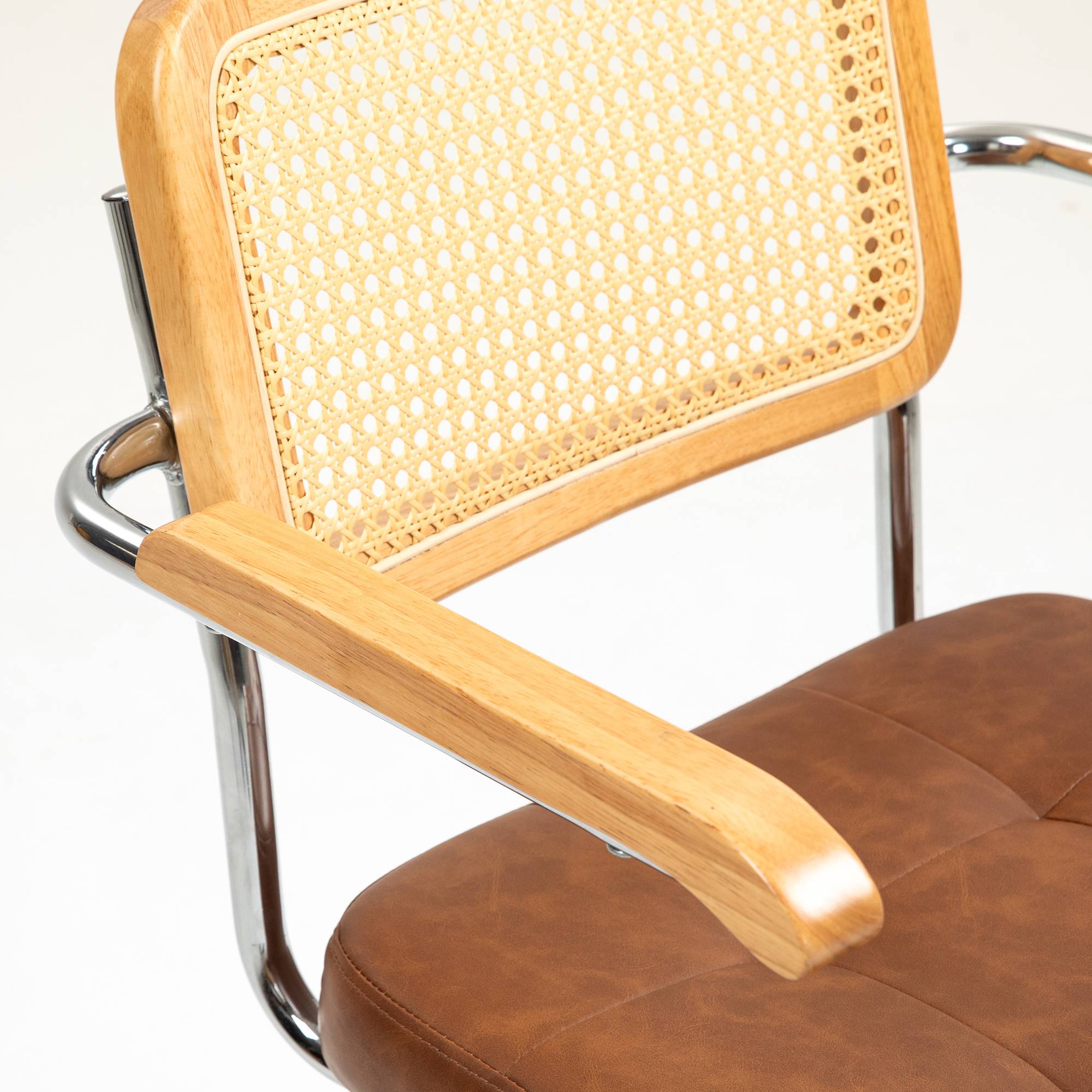 Sans Marque - Chaise de bureau fauteuil de bureau fonction basculante hauteur réglable assise pivotante 60l x 55,5P x 82-90H cm marron - Image 10