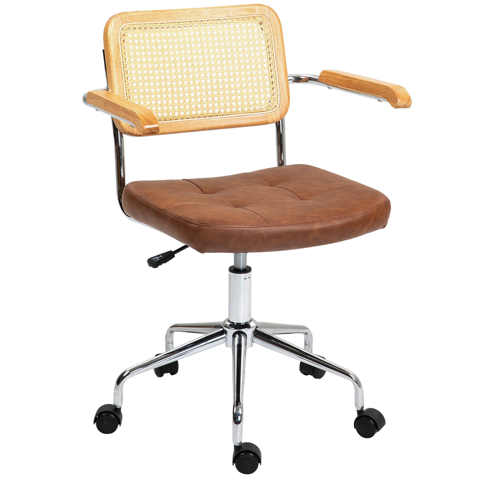 Sans Marque - Chaise de bureau fauteuil de bureau fonction basculante hauteur réglable assise pivotante 60l x 55,5P x 82-90H cm marron - Image 1