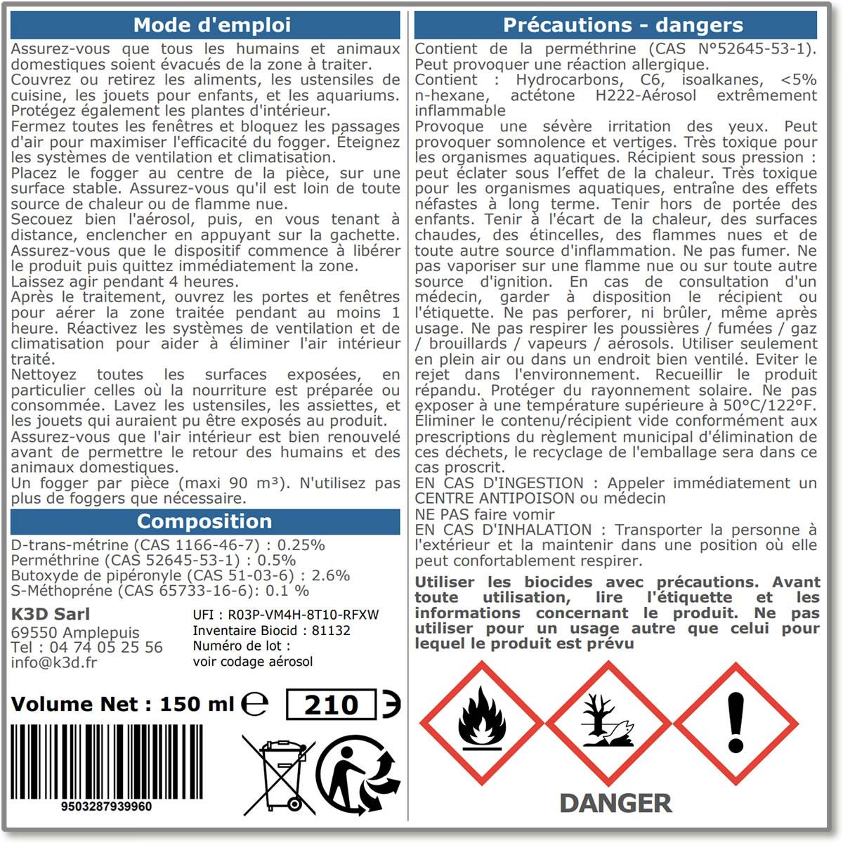 Tout pour les nuisibles - SOLUFOGGER - Punaises de lits - aérosol fogger - one shot - Traitement de volume auto-vidant 150 ml - Image 2