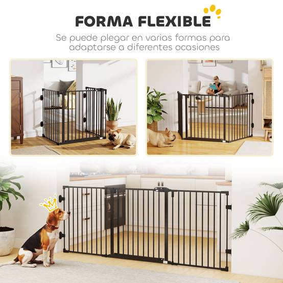 Barrière de sécurité pour animaux de compagnie à 3 panneaux avec fermeture automatique et conception pliable pour petits chiens, 202,5 x 2 x 76 cm - Image 9