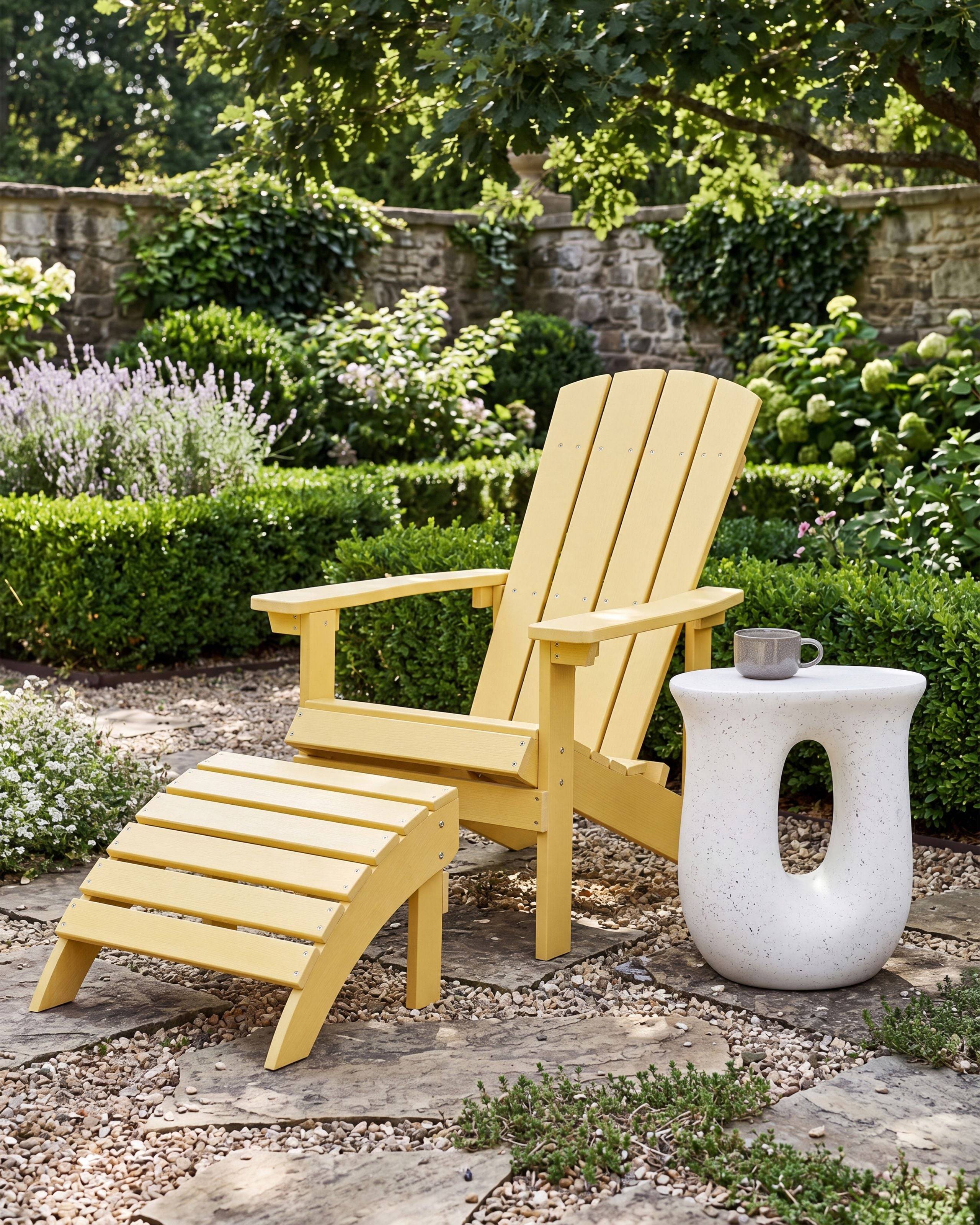 Beliani - Chaise de jardin Bois synthétique Jaune ADIRONDACK - Beliani - Image 1