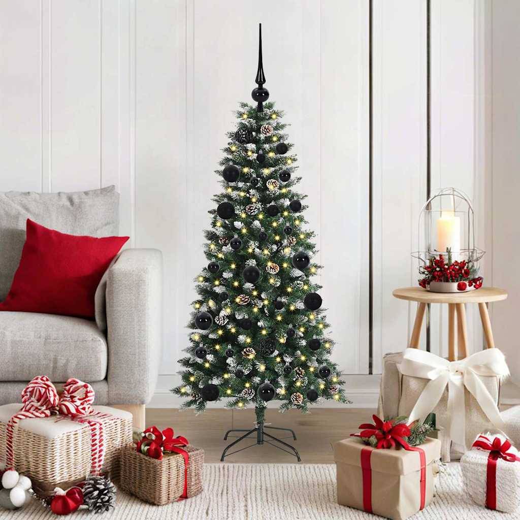 ComfortXL - Petit Sapin de Noël Artificiel Floqué 120 cm, Pré-illuminé 150 LED avec Boules et Cimier USB – ComfortXL Outdoor Living - Image 1
