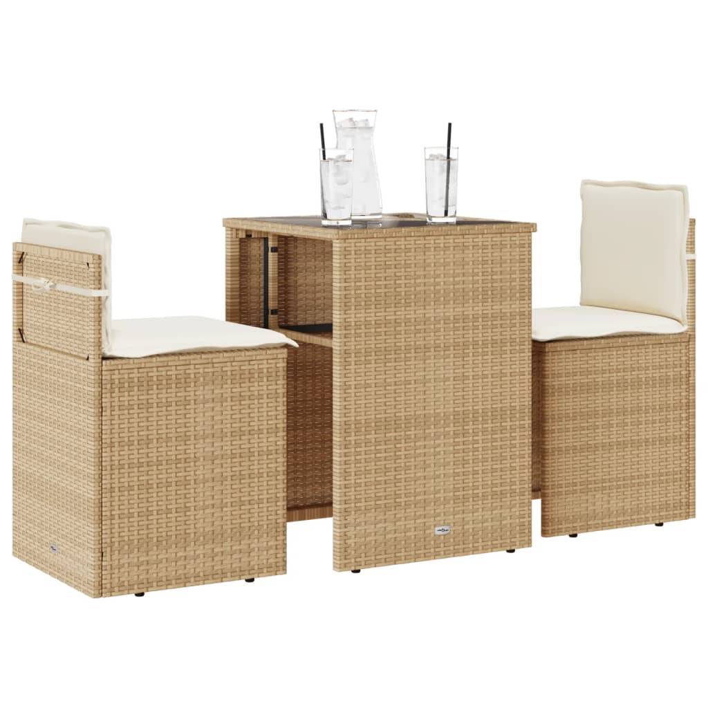 ComfortXL - Salon de Jardin Compact 2 Personnes Résine Tressée, Table en Verre et Rangement Malin Beige – ComfortXL Outdoor Living - Image 1