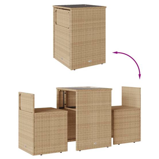 ComfortXL - Salon de Jardin Compact 2 Personnes Résine Tressée, Table en Verre et Rangement Malin Beige – ComfortXL Outdoor Living - Image 8