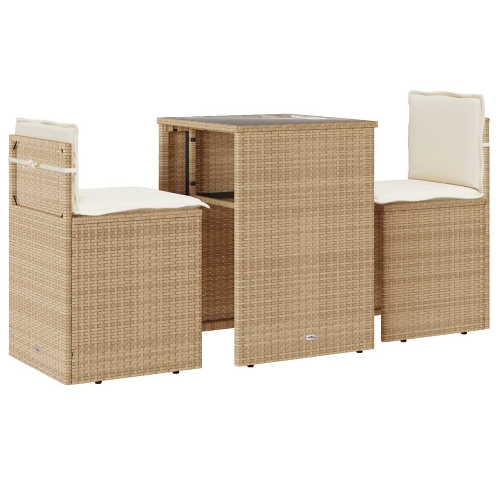 ComfortXL - Salon de Jardin Compact 2 Personnes Résine Tressée, Table en Verre et Rangement Malin Beige – ComfortXL Outdoor Living - Image 2