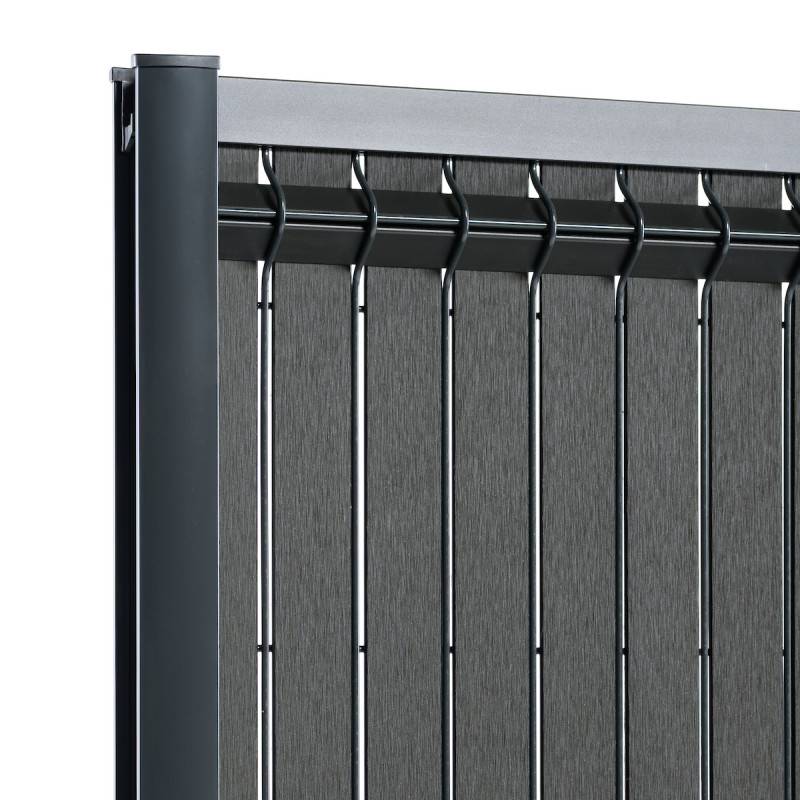 Kit complet grillage rigide occultant lattes composite avec soubassement longueur 20m - Hauteur 1m80 - Gris anthracite - Easy Clôture - Image 3