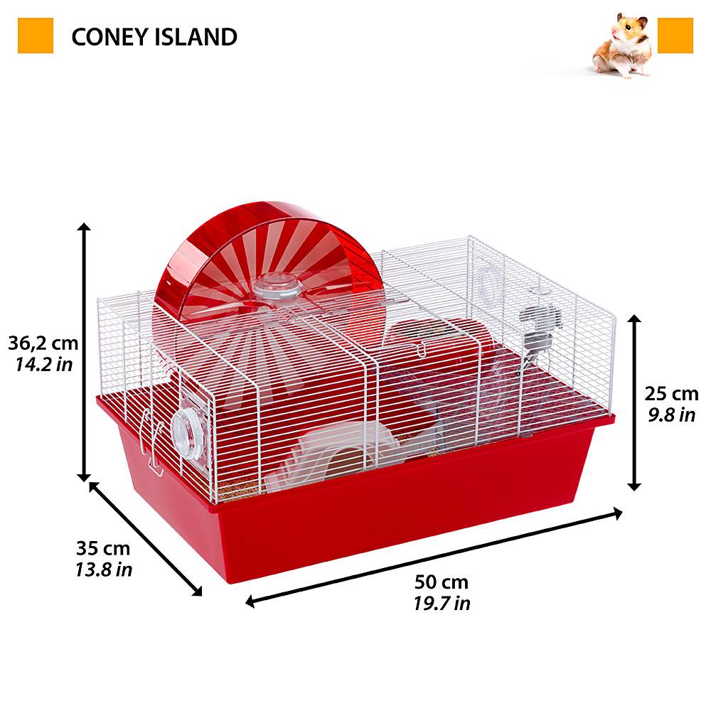 Ferplast - FERPLAST CONEY ISLAND Cage à Rongeurs pour Hamsters, en Métal, Accessoires inclus : Mangeoire, Abreuvoir, Maison, Roue Géante. 50x35xh36,2cm - Image 2
