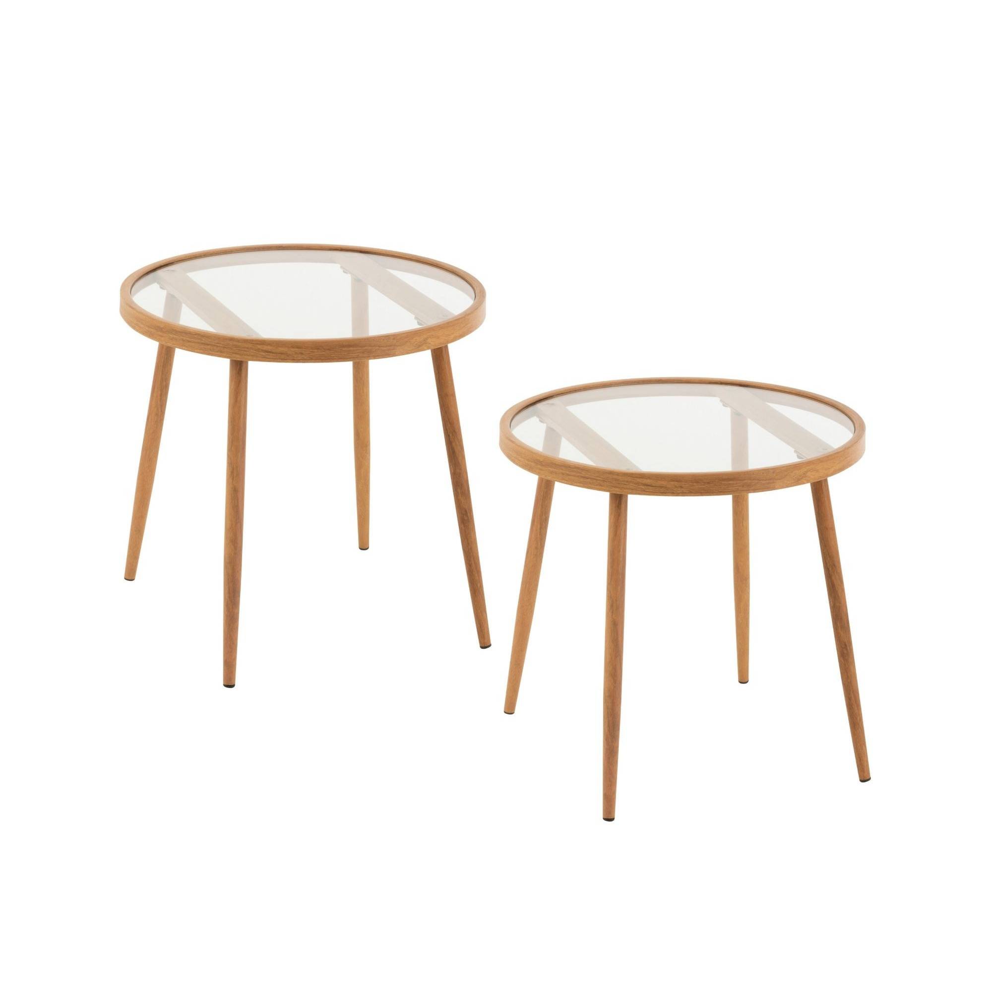 Autre - Table basse ronde en métal et verre D50 (lot de 2) - MALAGA - Image 1
