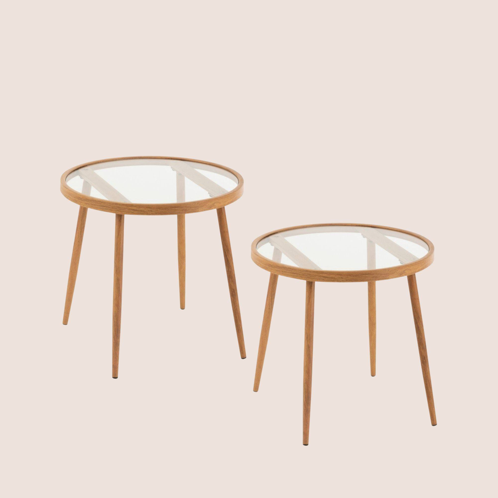 Autre - Table basse ronde en métal et verre D50 (lot de 2) - MALAGA - Image 2
