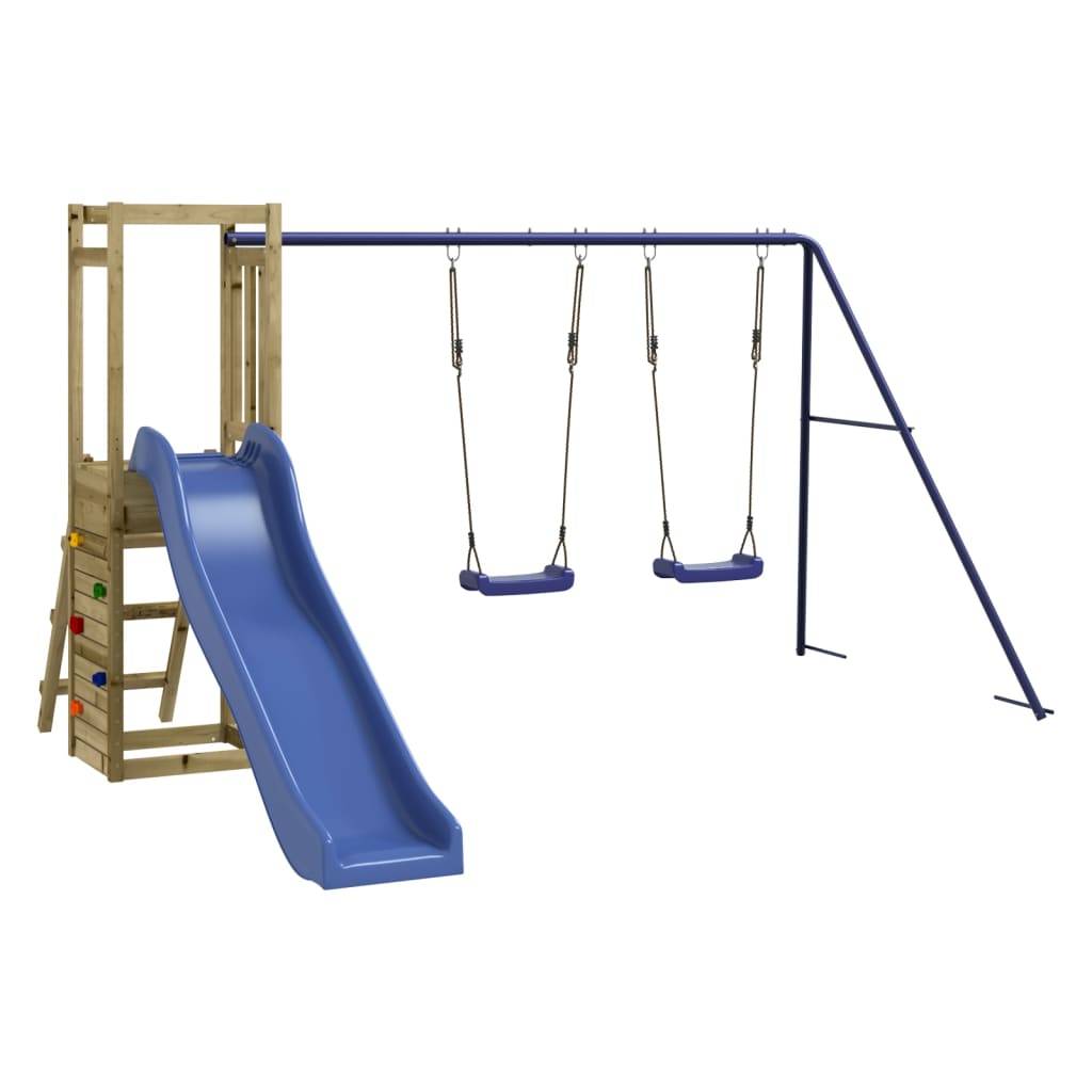 Helloshop26 - Aire de jeux d'extérieur balançoires toboggan portiques robuste jeux jardin 308 x 321 x 169 cm bois de pin imprégné - Image 1