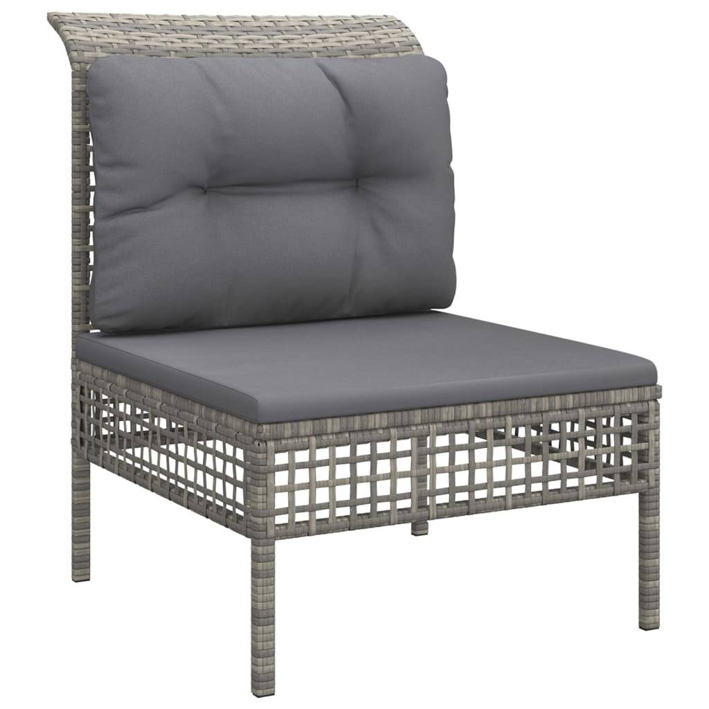 Helloshop26 - Salon de jardin meuble d'extérieur ensemble de mobilier 8 pièces avec coussins gris résine tressée - Image 2