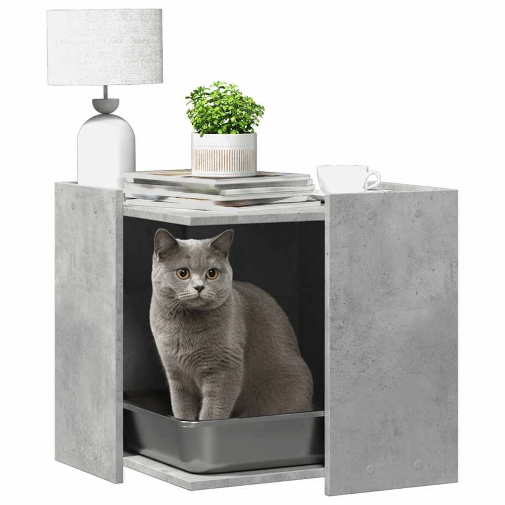 Vidaxl - Meuble de bac à litière pour chat gris béton bois d'ingénierie vidaXL 857754 - Image 4