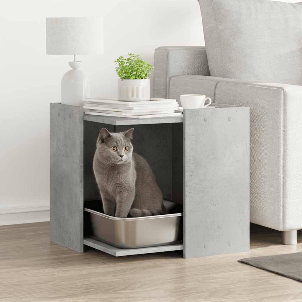 Vidaxl - Meuble de bac à litière pour chat gris béton bois d'ingénierie vidaXL 857754 - Image 1