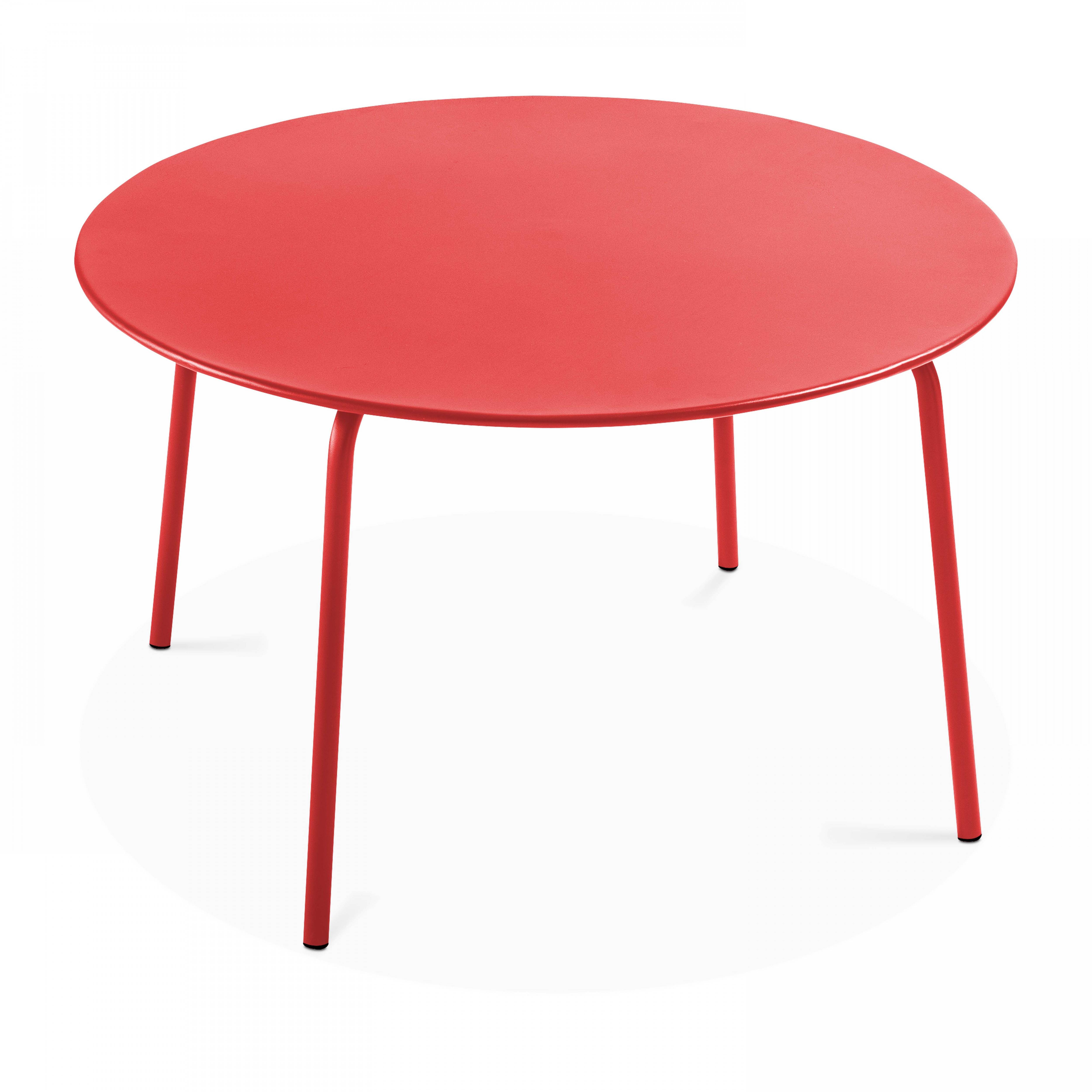 Oviala - Table de jardin ronde en acier rouge 120 x 72 cm Palavas - Oviala - Image 1
