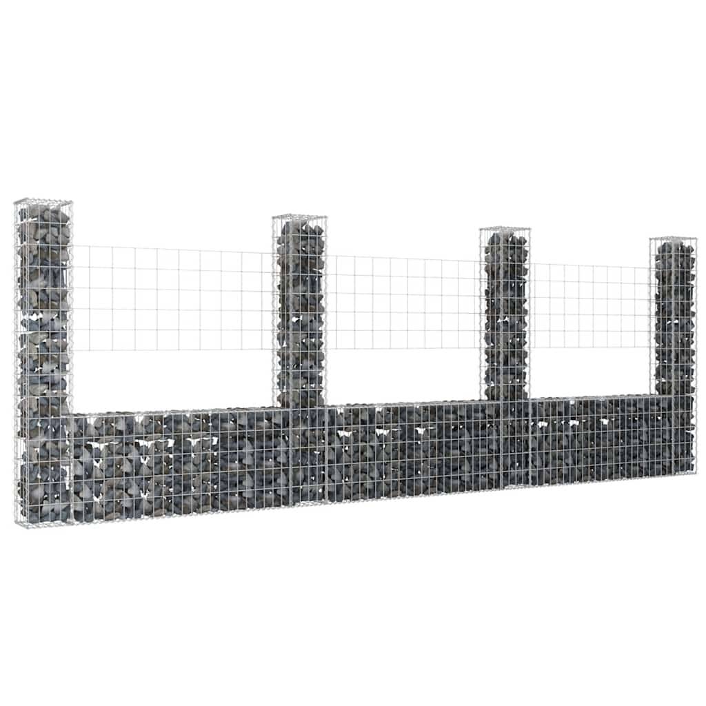 PANGIVO - Panier de gabion en fer argenté 380 x 20 x 150 cm avec 4 poteaux - PANGIVO - Image 1