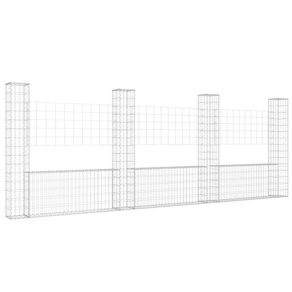 PANGIVO - Panier de gabion en fer argenté 380 x 20 x 150 cm avec 4 poteaux - PANGIVO - Image 2