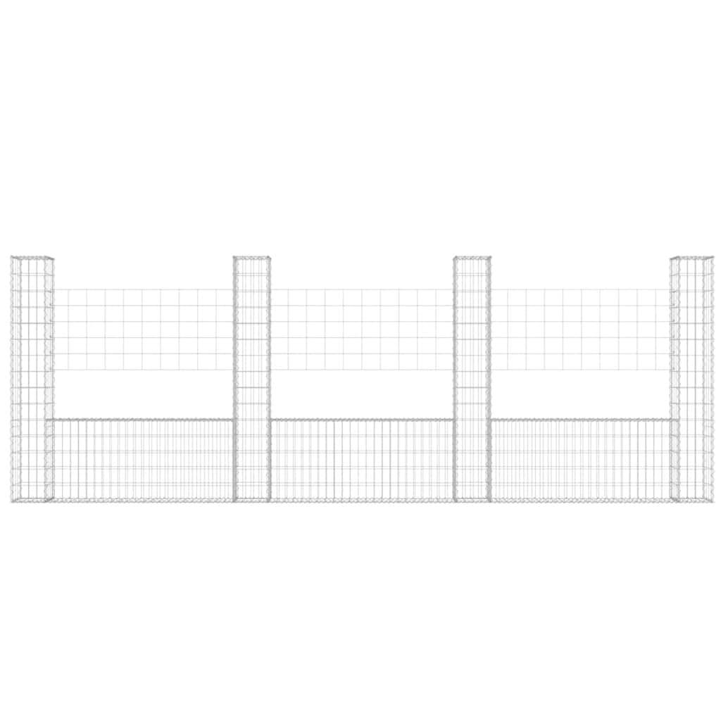 PANGIVO - Panier de gabion en fer argenté 380 x 20 x 150 cm avec 4 poteaux - PANGIVO - Image 3