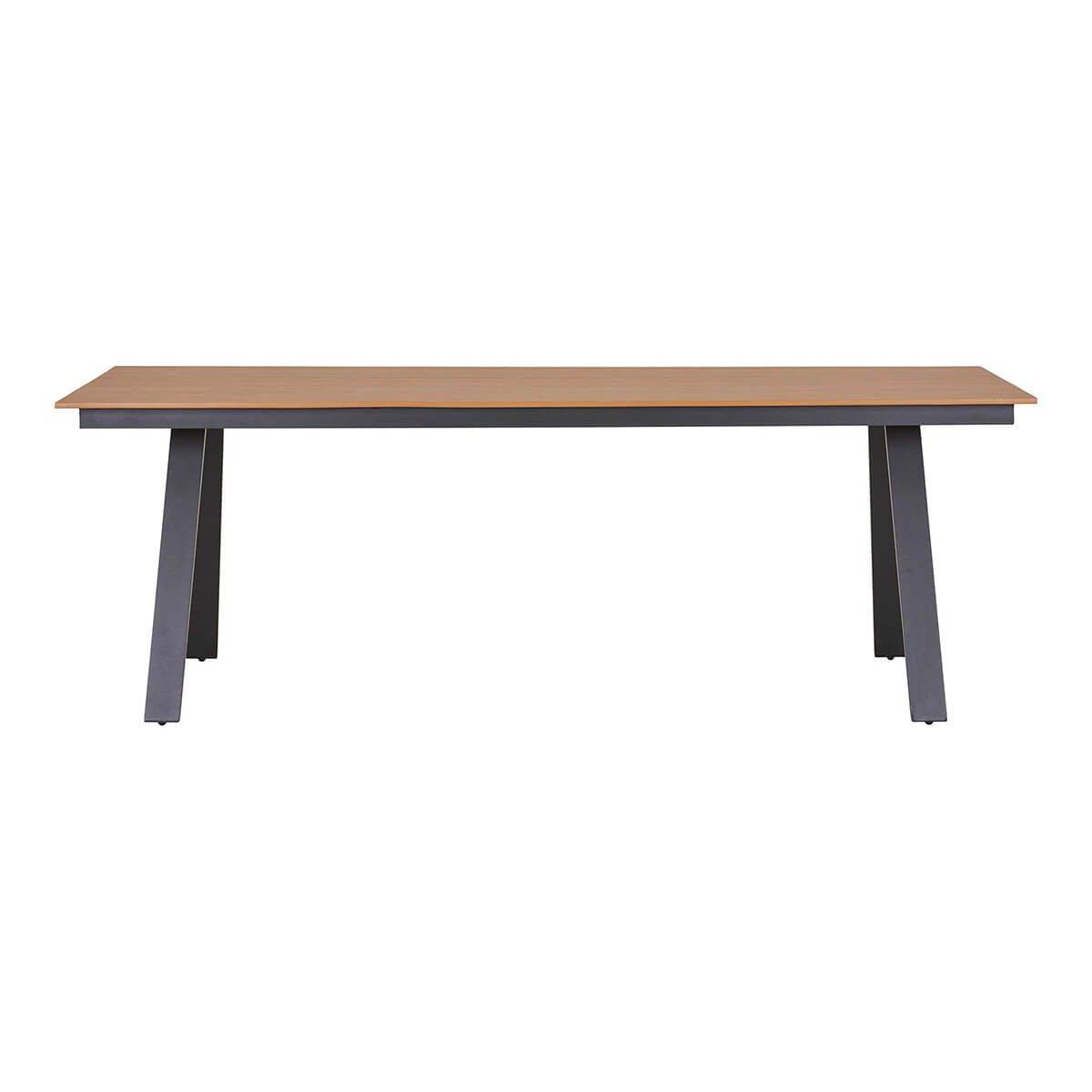 Table de Jardin Plateau en PE Aspect Bois Naturel Pieds en Aluminium ...