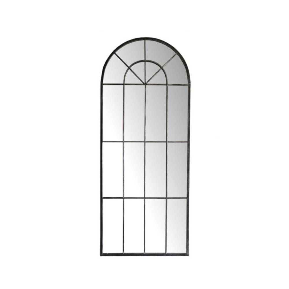 Miroir fenêtre en métal gris 169 x 72 cm Chemin de campagne
