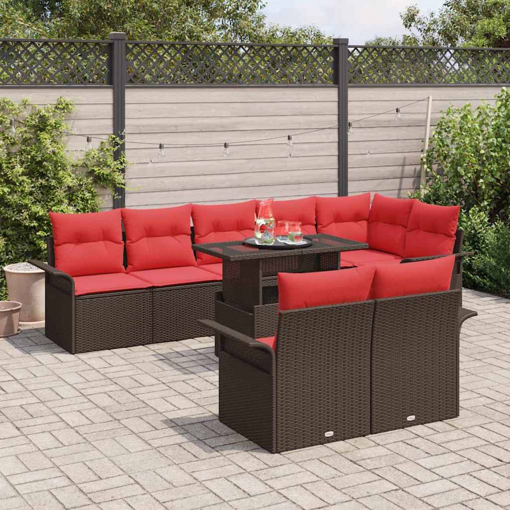 Vidaxl - Ensemble de canapé de jardin 9 pcs Marron Poly rotin vidaXL 3348310 - Image 4