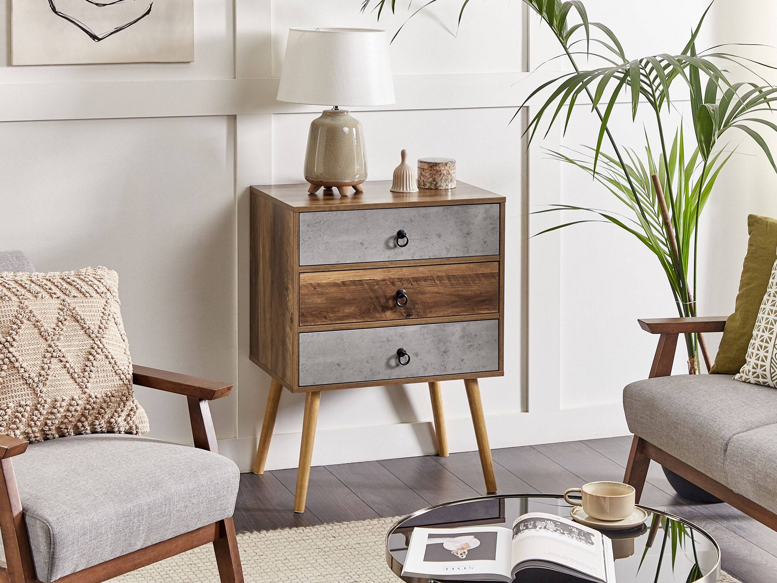 Beliani - Commode Panneau de particules de bois Effet béton gris BATLEY - 60x39x82- Beliani - Image 1