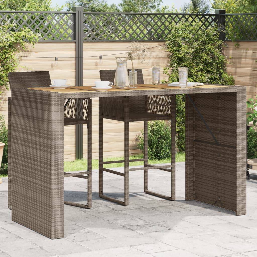 ComfortXL - Table Haute de Jardin Grise 185cm en Résine Tressée, Plateau Robuste en Bois d'Acacia – ComfortXL Outdoor Living