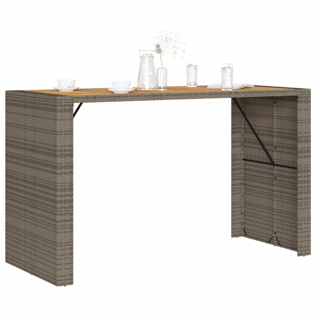 ComfortXL - Table Haute de Jardin Grise 185cm en Résine Tressée, Plateau Robuste en Bois d'Acacia – ComfortXL Outdoor Living - Image 4