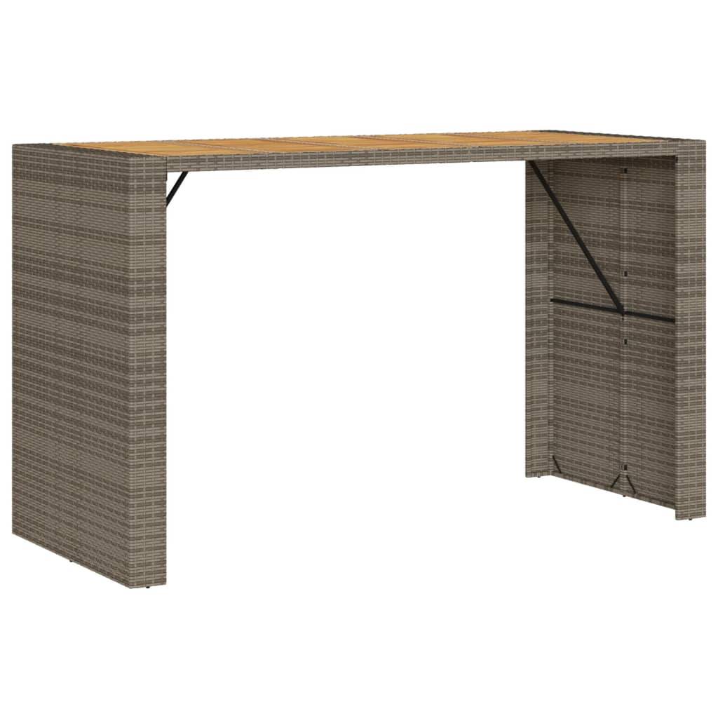 ComfortXL - Table Haute de Jardin Grise 185cm en Résine Tressée, Plateau Robuste en Bois d'Acacia – ComfortXL Outdoor Living - Image 2