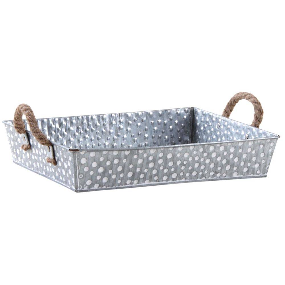 Aubry Gaspard - Manne métal à pois blanc avec anses (Lot de 2) - Image 2