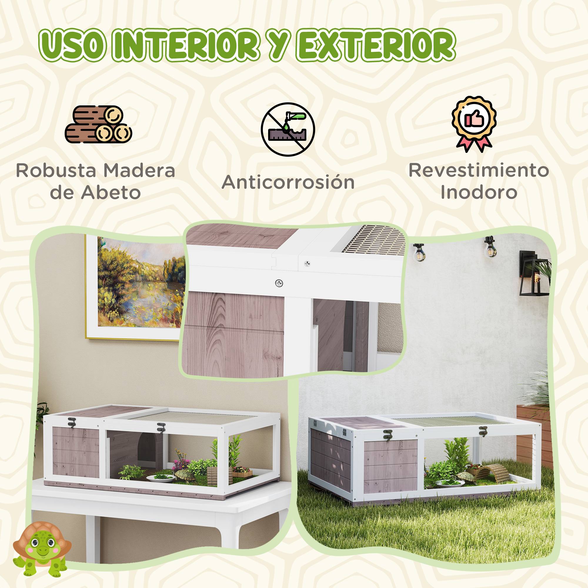 ComfortXL - Terrarium tortue bois sapin 91 x 60,5 x 32 cm brun clair toit grillagé modulable - ComfortXL Outdoor Living - Image 6