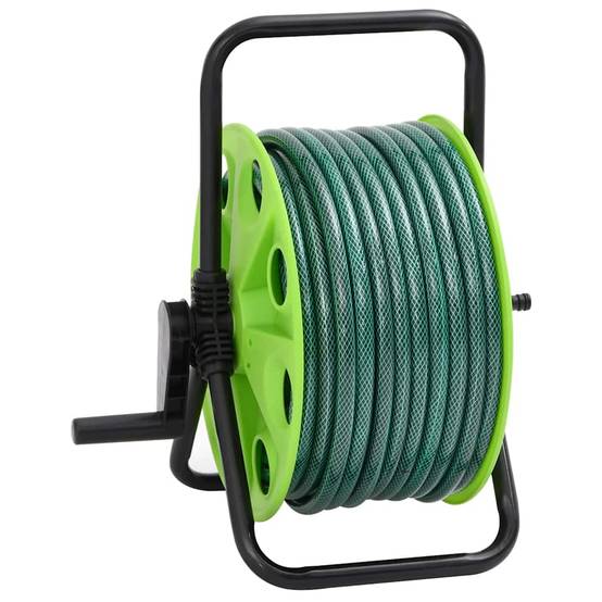 Enrouleur de tuyau acier galvanisé et plastique vert 40.5 x 34.5 x 47 cm - PANGIVO - Image 4