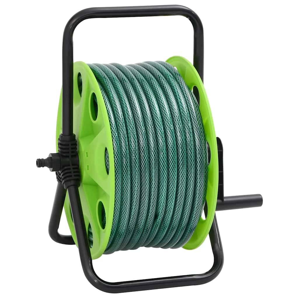 Enrouleur de tuyau acier galvanisé et plastique vert 40.5 x 34.5 x 47 cm - PANGIVO - Image 1