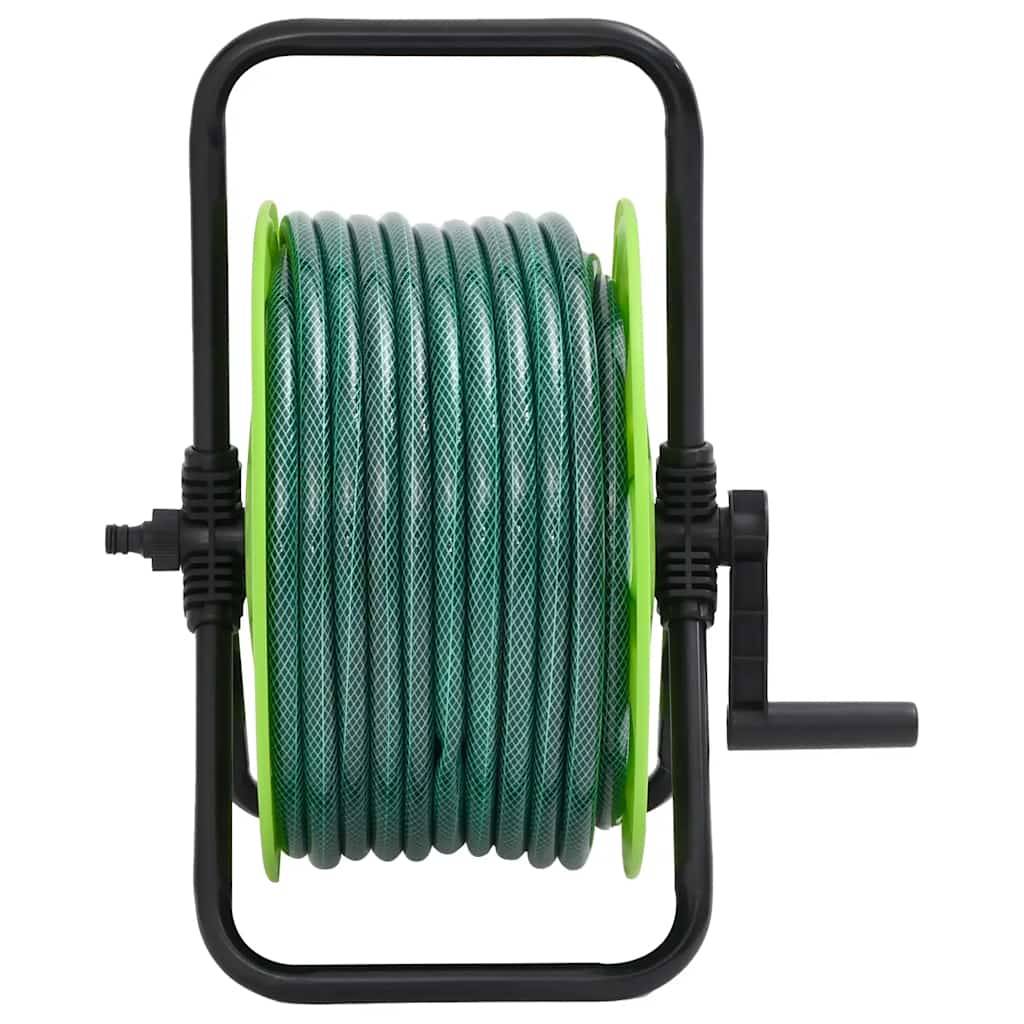Enrouleur de tuyau acier galvanisé et plastique vert 40.5 x 34.5 x 47 cm - PANGIVO - Image 2