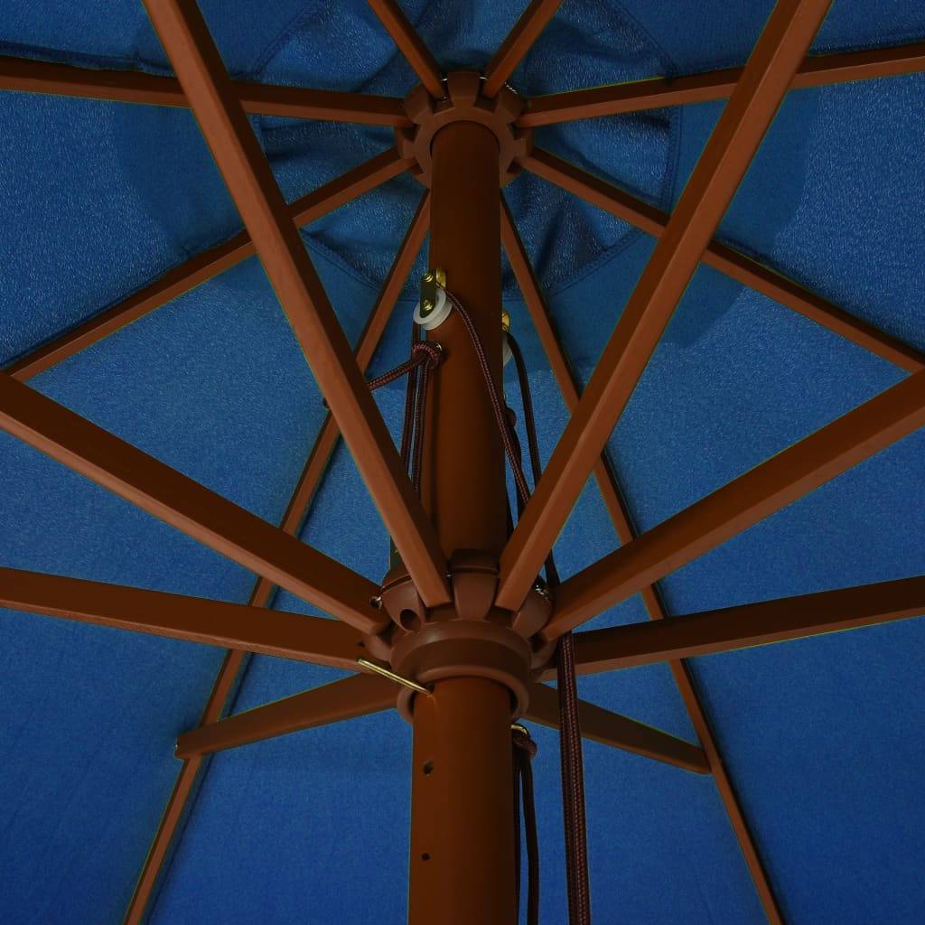 Helloshop26 - Parasol avec mât en bois 330 cm bleu - Image 4