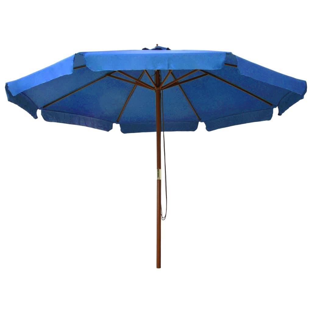 Helloshop26 - Parasol avec mât en bois 330 cm bleu - Image 2