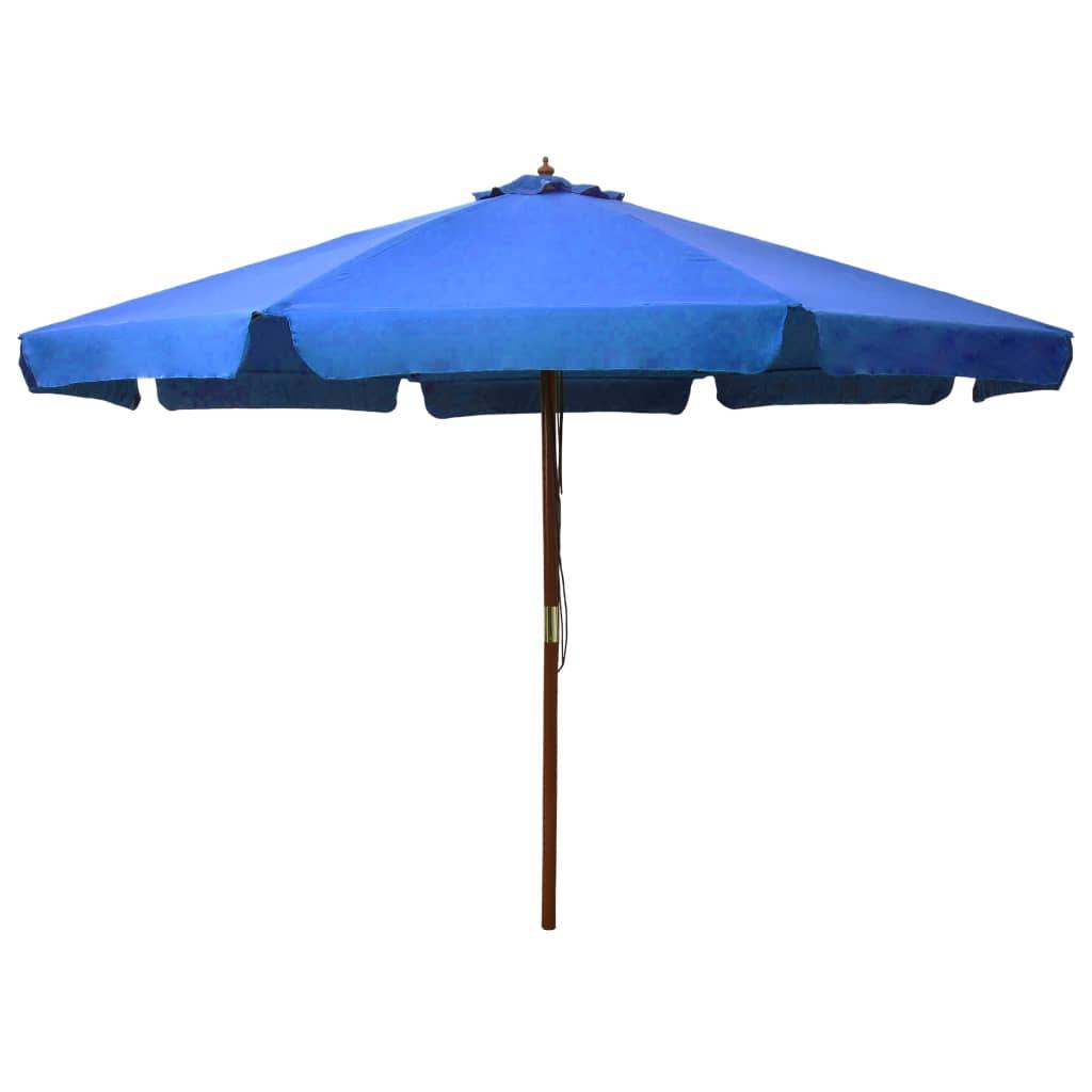 Helloshop26 - Parasol avec mât en bois 330 cm bleu - Image 1