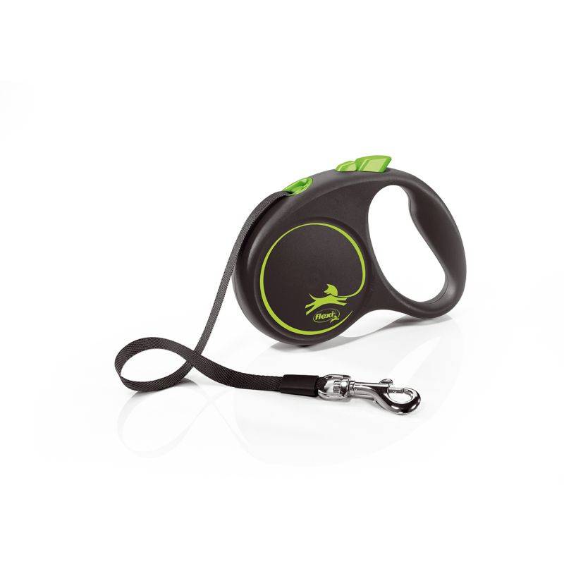 Flexi - Laisse Black Design S Tape 5m black/ green  FU12T5-251-S-CG Flexi - Image 1