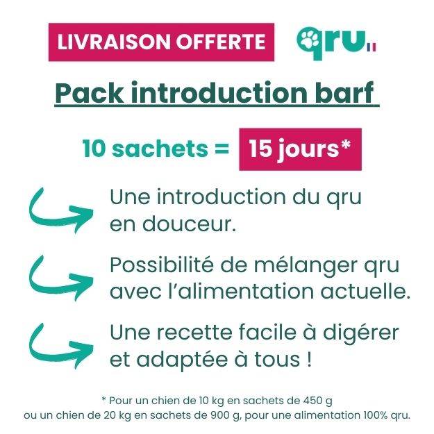 0 - QRU - Barf complet chien - Poulet Intro x10 - 4,5 kg - Image 2