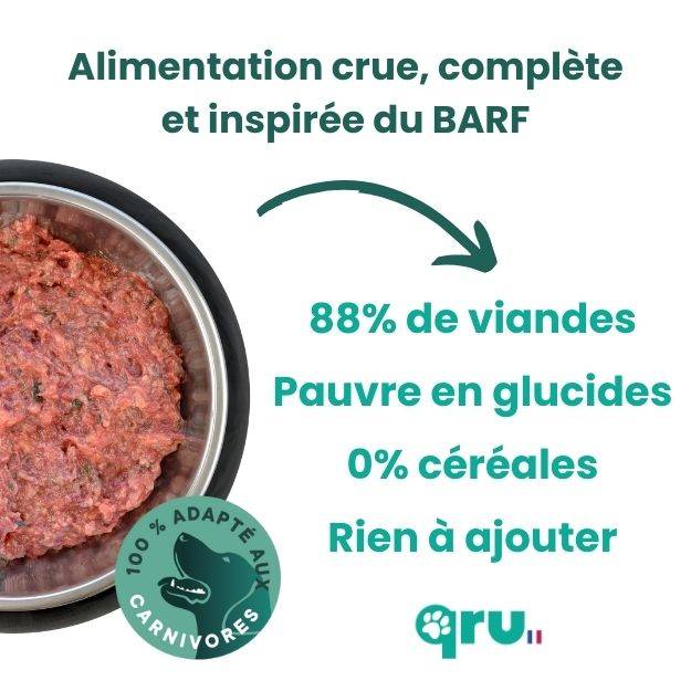 0 - QRU - Barf complet chien - Poulet Intro x10 - 4,5 kg - Image 3
