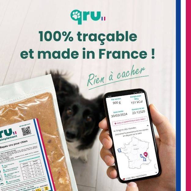 0 - QRU - Barf complet chien - Poulet Intro x10 - 4,5 kg - Image 4
