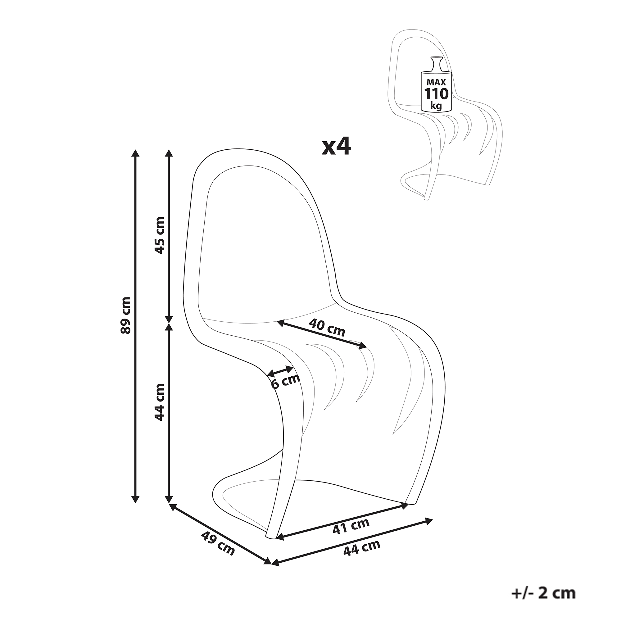 Beliani - Lot de 4 Chaises à Manger Transparents en Plastique Empilables pour Intérieur et Extérieur sans Accoudoirs - Image 3