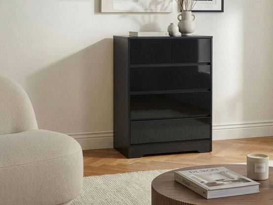 Beliani - Commode MDF Noir ALBERTA - 60x38x94- Beliani - Image 1