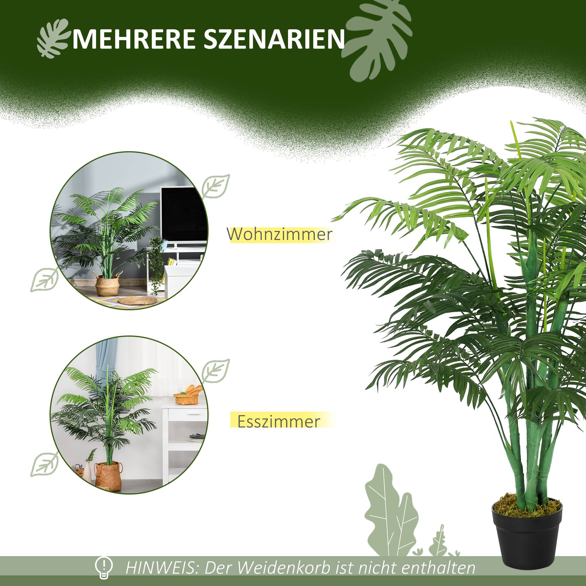 Sans Marque - Grand palmier artificiel 125cm avec 18 frondes, pot pour salon, balcon - Image 5