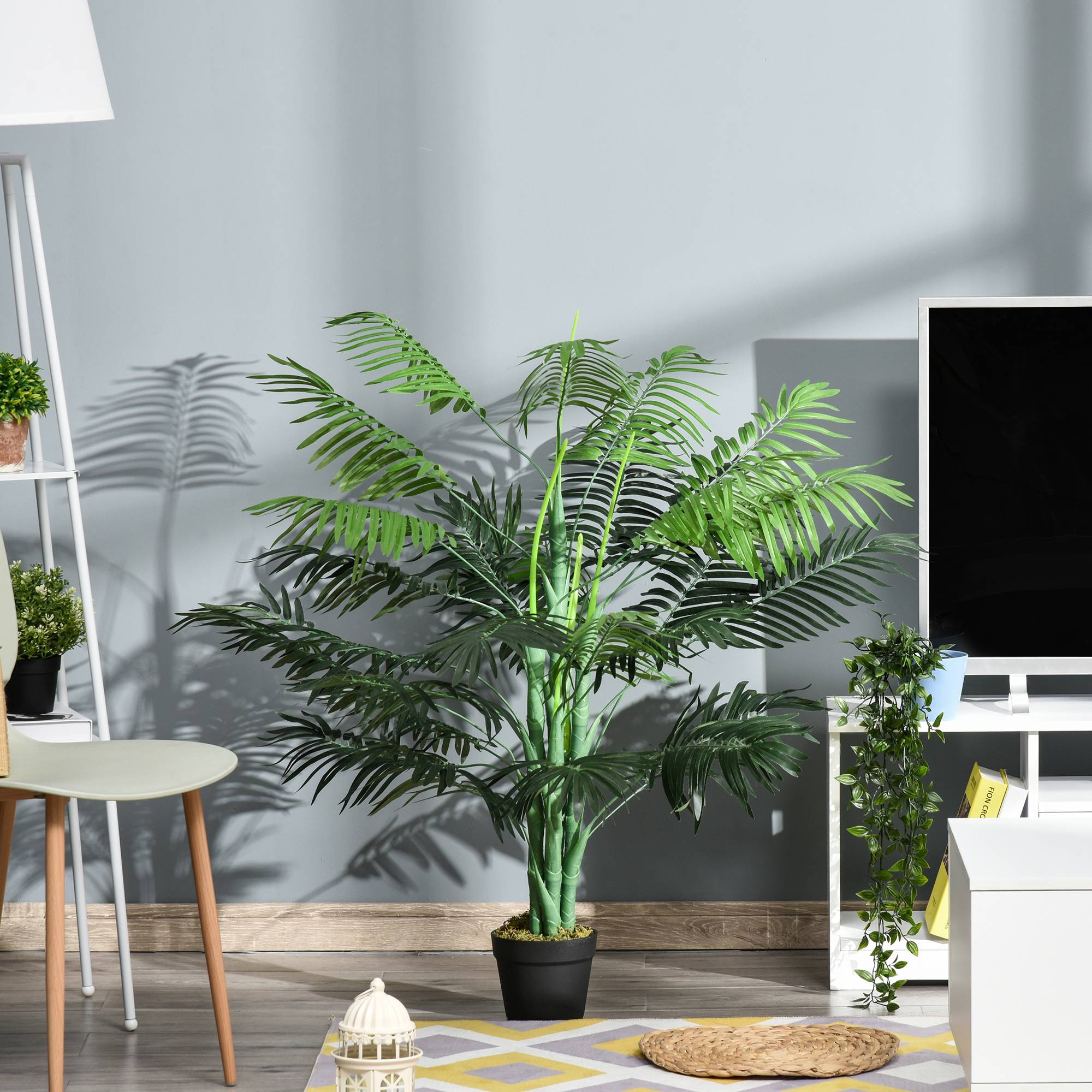 Sans Marque - Grand palmier artificiel 125cm avec 18 frondes, pot pour salon, balcon - Image 2