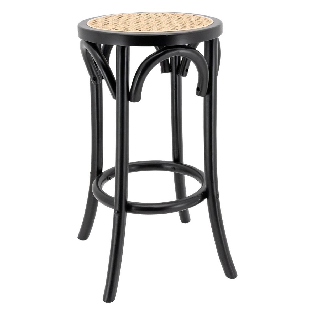 Aubry Gaspard - Tabouret en bouleau et cannage rotin - Image 1