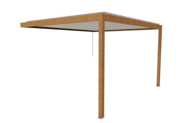 Pergola Bioclimatique Aluminium Adossée Aspect Bois 4x3,5 Manuelle S ORIAL France - Image 3