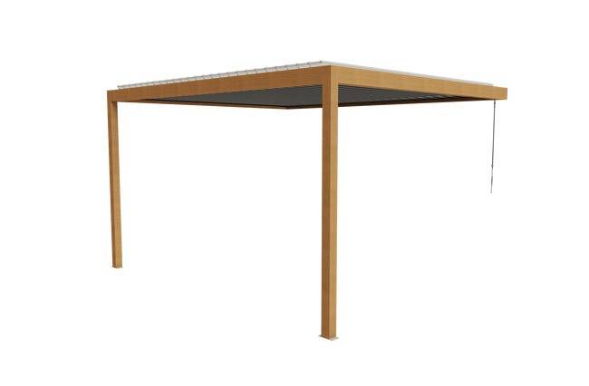 Pergola Bioclimatique Aluminium Adossée Aspect Bois 4x3,5 Manuelle S ORIAL France - Image 4
