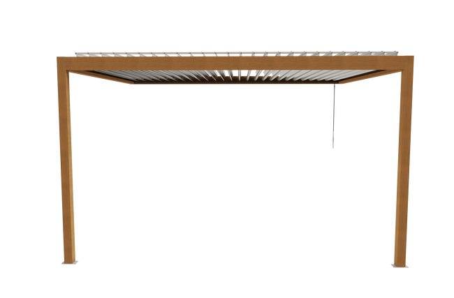 Pergola Bioclimatique Aluminium Adossée Aspect Bois 4x3,5 Manuelle S ORIAL France - Image 6